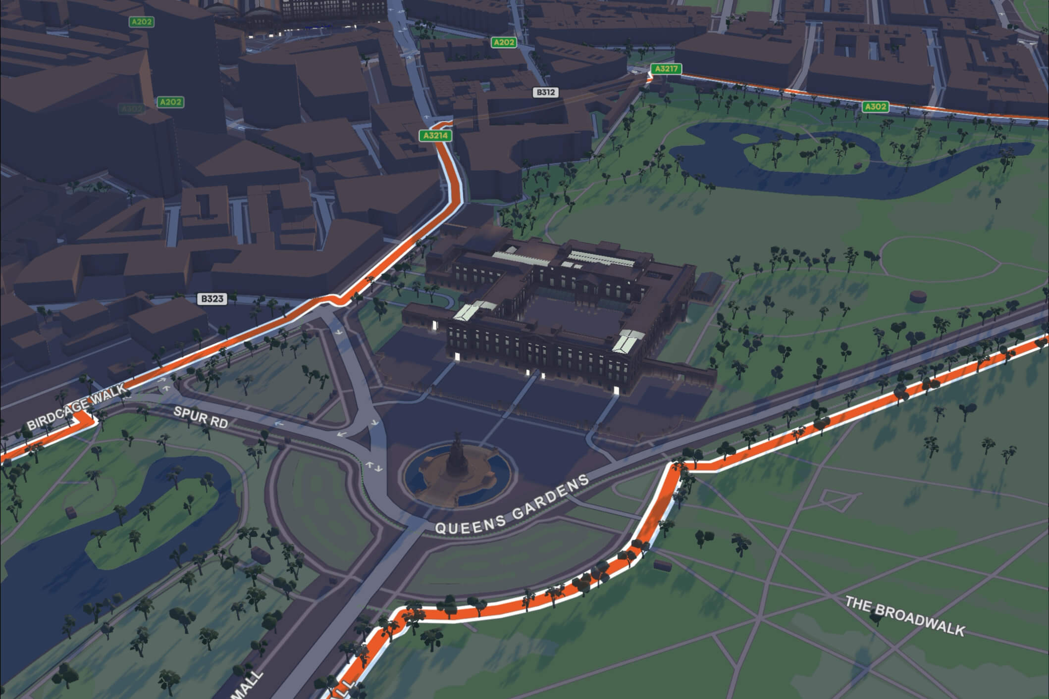 Live 3D race map at dusk